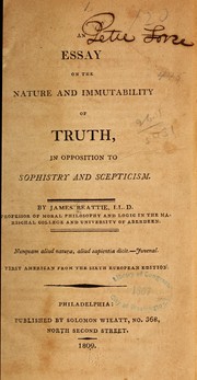 Cover of: An essay on the nature and immutability of truth