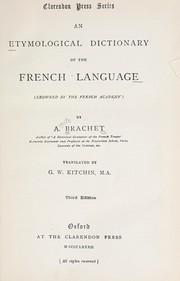 Cover of: An etymological dictionary of the French language: Translated by G.W. Kitchin
