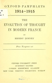 Cover of: The evolution of thought in modern France by Ernest Dimnet