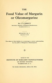 Cover of: The food value of margarin or oleomargarine