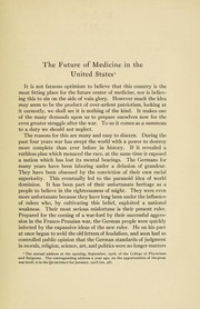 Cover of: The future of medicine in the United States