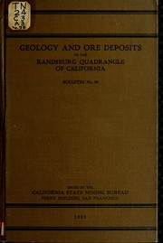 Cover of: Geology and ore deposits of the Randsburg quadrangle, California by Carlton D. Hulin