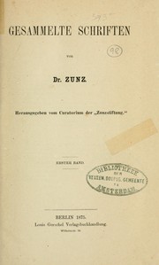 Cover of: Gesammelte Schriften von Dr. Zunz