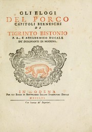 Cover of: Gli Elogi del porco capitoli berneschi by Giuseppe Ferrari