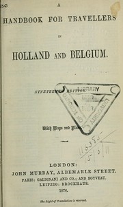 Cover of: Handbook for travellers in Holland and Belgium by 