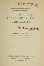 Cover of: Hegelianism and personality