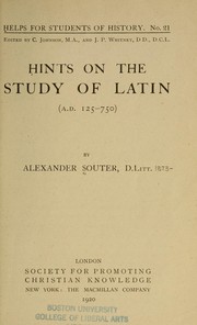 Cover of: Hints on the study of Latin (125-750 A.D.)