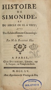 Cover of: Histoire de Simonide et du siècle où il a vécu