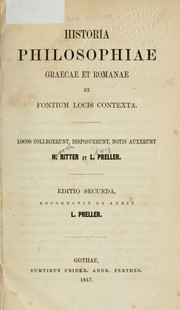 Cover of: Historia philosophiae graecae et Romanae ex fontium locis contexta