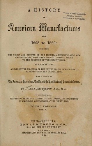A history of American manufactures, from 1608 to 1860