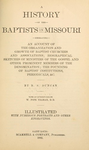 A history of the Baptists in Missouri