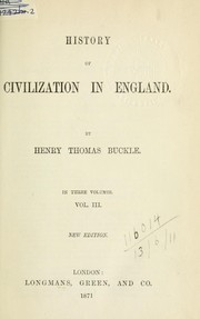Cover of: History of civilization in England