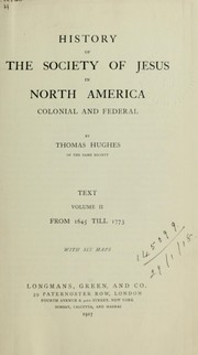 Cover of: History of the Society of Jesus in North America: colonial and federal