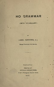 Ho grammar, with vocabulary by Lionel Burrows