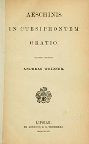 Cover of: In Ctesiphontem oratio: Recensuit, explicavit Andreas Weidner