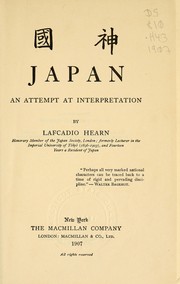 Cover of: Japan: an attempt at interpretation