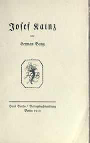 Cover of: Josef Kainz