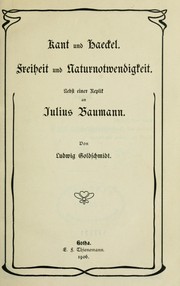 Cover of: Kant und Haeckel: Freiheit und Naturnotwendigkeit