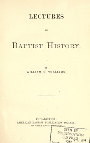 Cover of: Lectures on Baptist history