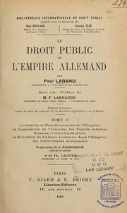 Cover of: Le droit public de l'Empire allemand