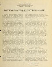 Cover of: Post-war planning by individual farmers