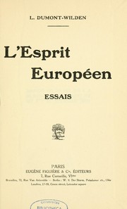 Cover of: L'esprit européen: essais