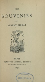Cover of: Les Souvenirs