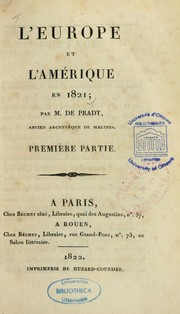 Cover of: L' Europe et l'Amérique en 1821