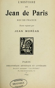 Cover of: L'Histoire de Jean de Paris, roi de France