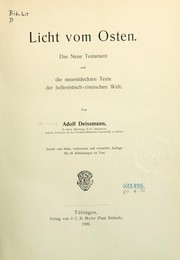 Cover of: Licht vom Osten.: Das Neue Testament und die neuentdeckten texte der hellenistisch-römischen welt.