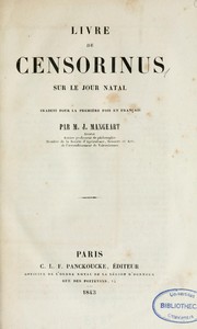 Cover of: Livre de Censorius sur le jour natal