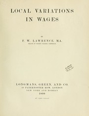 Cover of: Local variations in wages