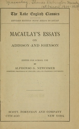 Macaulay’s essays on Addison and Johnson