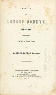 Cover of: Memoir of Loudoun County, Virginia by Yardley Taylor