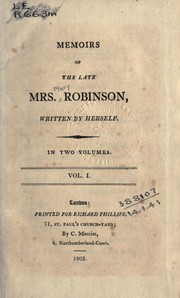 Cover of: Memoirs of the late Mrs. Robinson