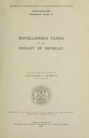 Cover of: Miscellaneous papers on the zoology of Michigan by Ruthven, Alexander Grant