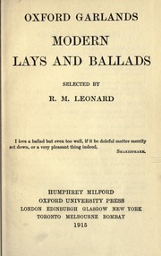 Cover of: Modern lays and ballads