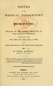 Cover of: Notes on the medical topography of the interior of Ceylon by Marshall, Henry