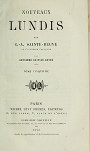 Cover of: Nouveaux lundis by Charles Augustin Sainte-Beuve