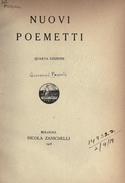 Cover of: Nuovi poemetti by Giovanni Pascoli