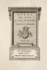 Cover of: Opere del conte Algarotti by Algarotti, Francesco conte
