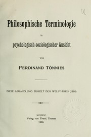 Cover of: Philosophische Terminologie in psychologisch-soziologischer Ansicht