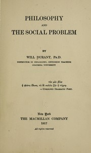 Cover of: Philosophy and the social problem