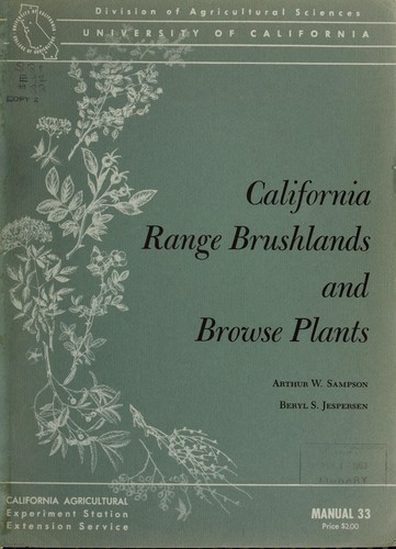 California Range Brushlands and Browse Plants Arthur Sampson