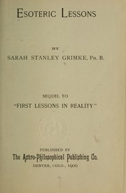 Cover of: Esoteric lessons
