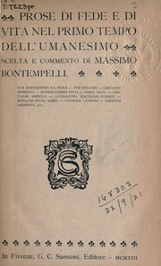 Cover of: Prose di fede e di vita nel primo tempo dell'umanesimo by Massimo Bontempelli