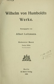 Gesammelte Schriften by Wilhelm von Humboldt