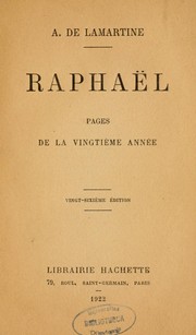 Cover of: Raphaël.: Pages de la vingtième année.