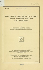 Cover of: Recreation the basis of association between parents and teachers