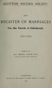 Cover of: The register of marriages for the parish of Edinburgh, 1595-